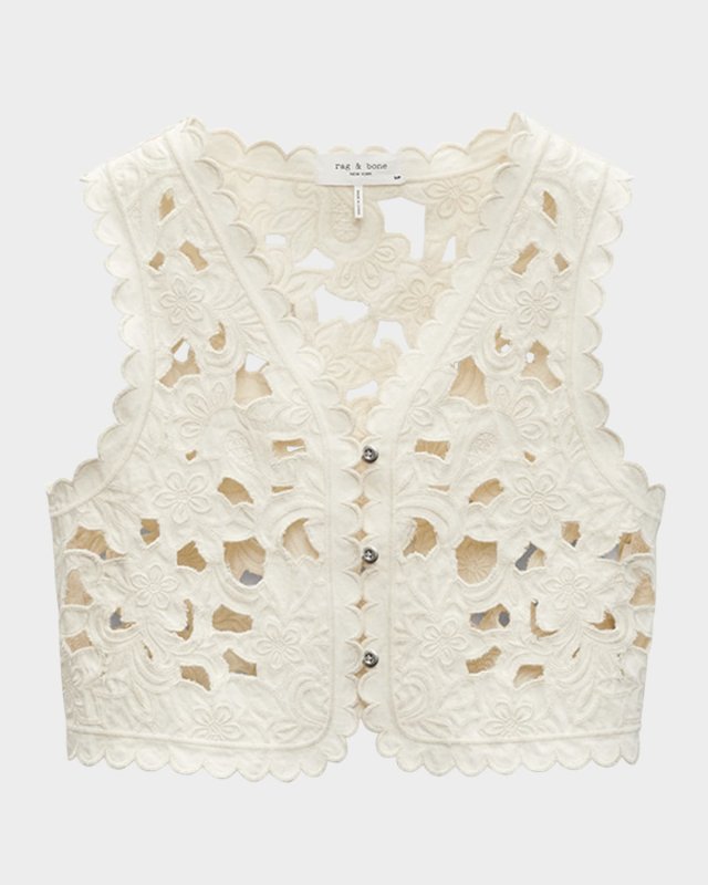 Coralie Floral Cut-Out Cropped Vest